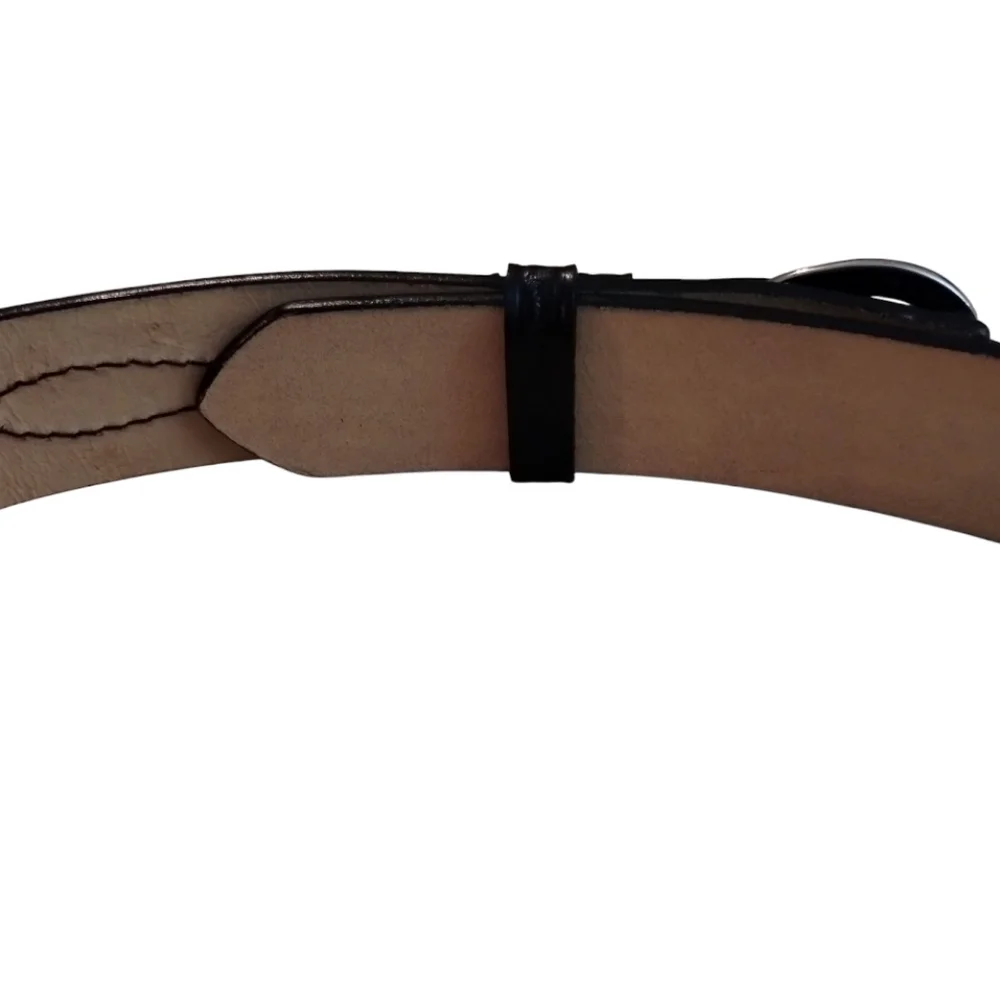 Men's Dutyman Basketweave Style Black Leather Belt with Silver Buckle Size 40
